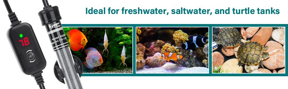 hygger Submersible fishtank heater 100W 150W 200W 300W Adjustable Fish Tahk Heater with Temperature Controller, LED Display, Small Aquarium Betta Heater for up to 20/26/40/48 Gallons