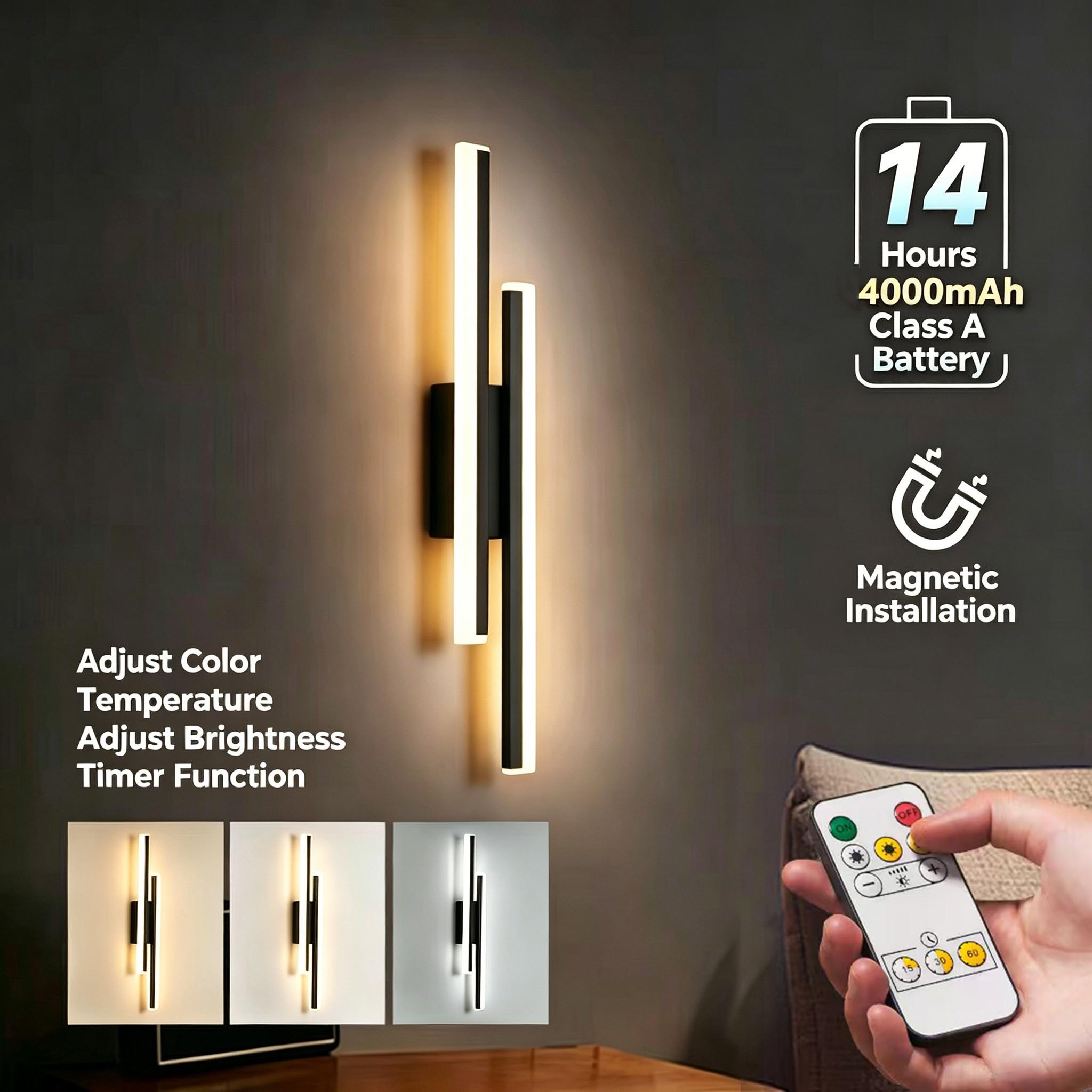 Adjustable LED Wall Light, Magnetic Installation, Energy Efficient, Primary Battery Powered, Ideal for Bedrooms & Living Rooms