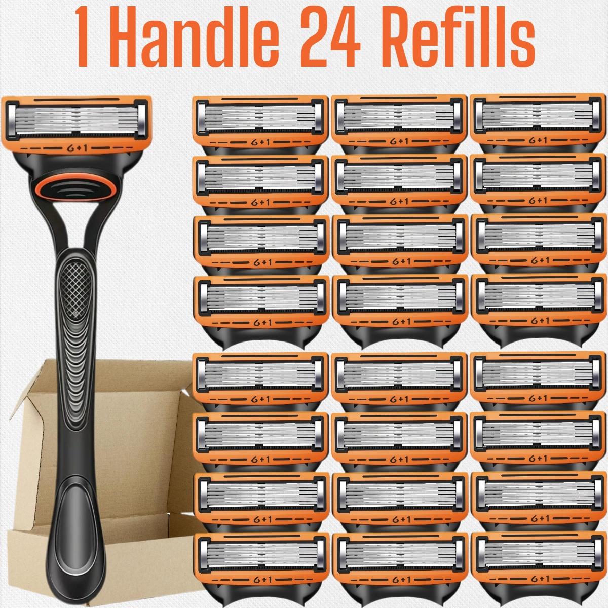 Men's Shaving Razor Set with 1 Handle and Extra Refills, Precision Trimmer, Stainless Steel Blades, Universal Fit, Sealed Packaging