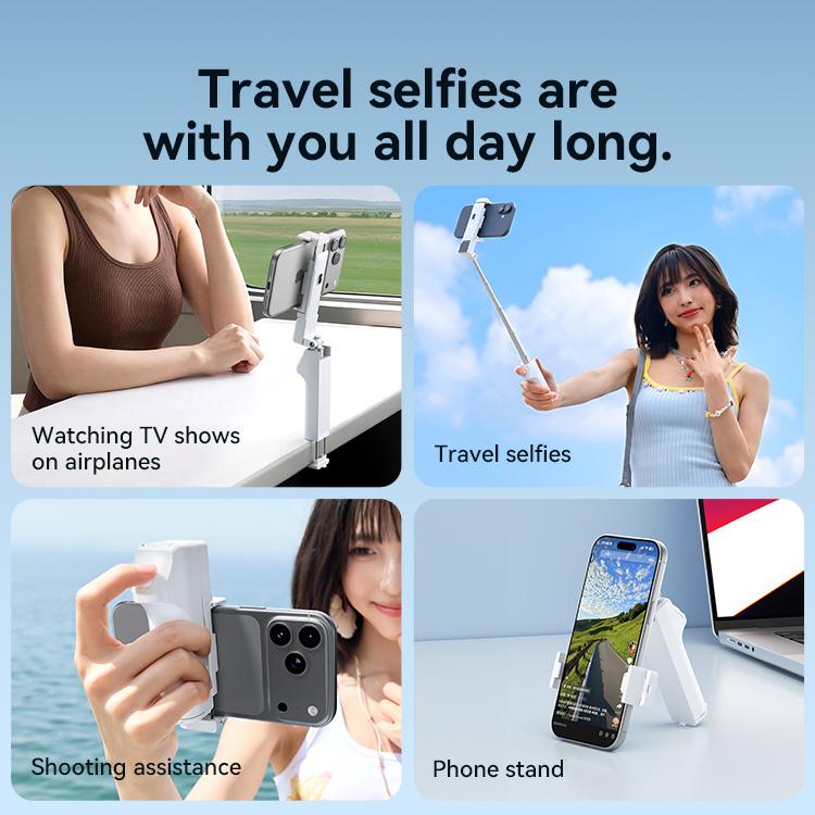 I20 Wireless Bluetooth Selfie Stick: A compact, pocket-sized travel tripod with Bluetooth remote control and a foldable design, perfect for travel, vlogging, and group photos. Compatible with all smartphones.