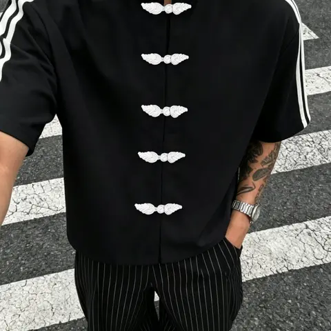 Men's Casual Short Sleeve Shirt, Loose, Oversized, Simple Solid Design, Streetwear Style, Fashion, Pair with Jeans or Wide Leg Pants, Perfect for Daily Wear, Casual Summer Clothing