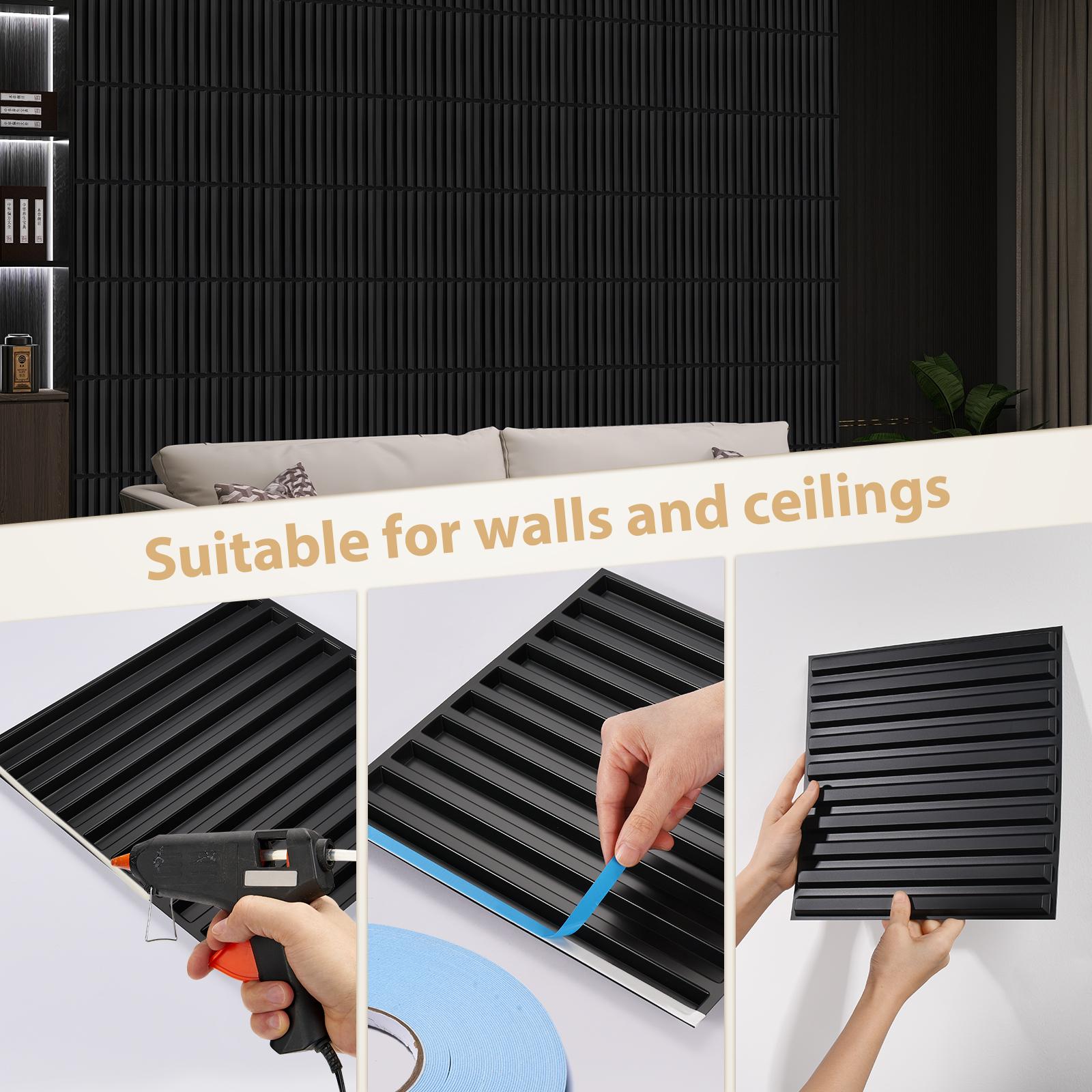 Kuujojo Striped Pattern Wall Panel with Tape, Self Adhesive Waterproof, Easy Installation, PVC Material 3D Wall Decor Panel, Multiple Pack Options, Wall Decorative Panel for Living Room Bedroom Study Room, Home Decoration, Waterproof Decorative Panels