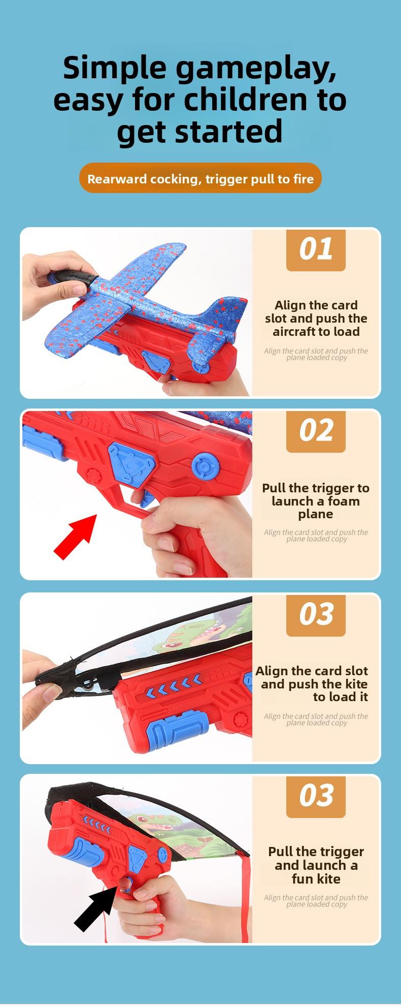 Colorful, durable foam airplane launch toy, 1 set of outdoor fun hand-thrown airplane toys, children's outdoor sports toys, birthday gift for boys and girls