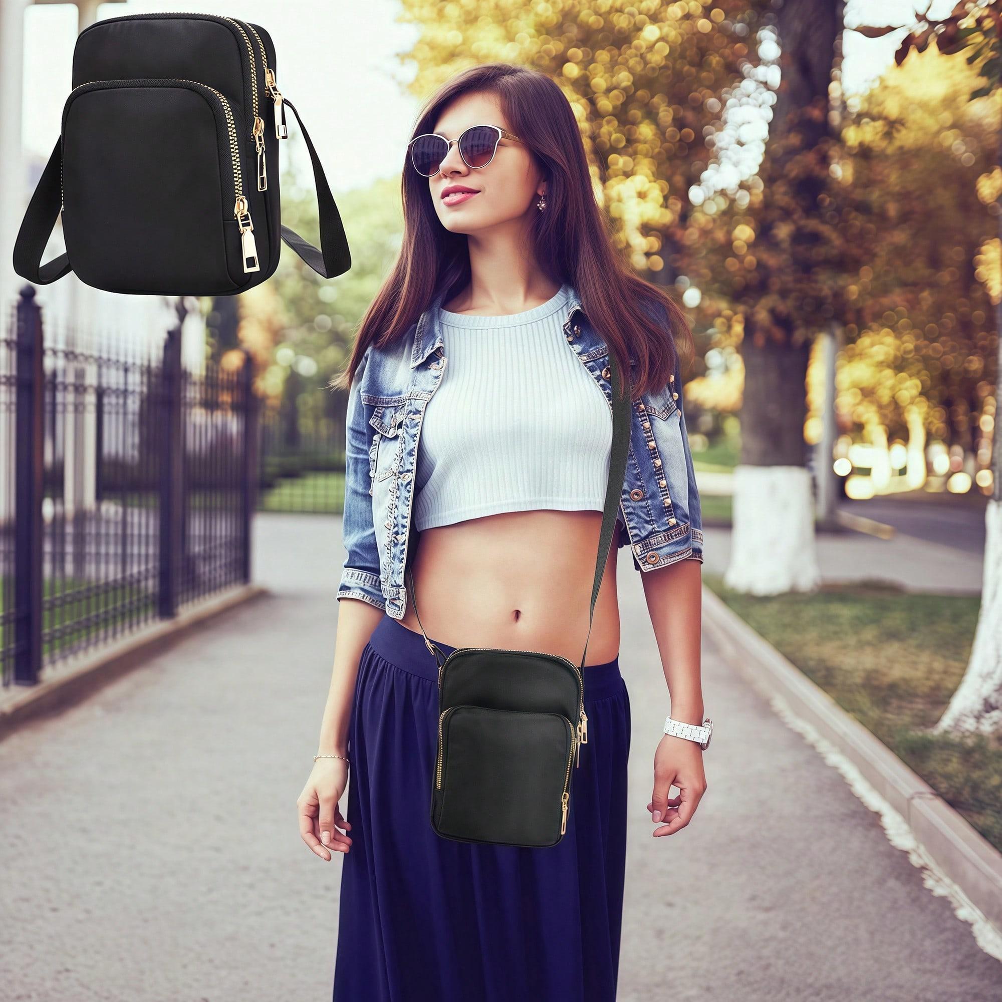 Ladies' Mobile Wallet, Minimalist Black Shoulder Bag, Crossbody Bag, Storage Bag, Lightweight Business Bag, Mini Square Bag, new retro limited edition weekend outing for women elegant pu material stylish my purse collection fanny pack gang