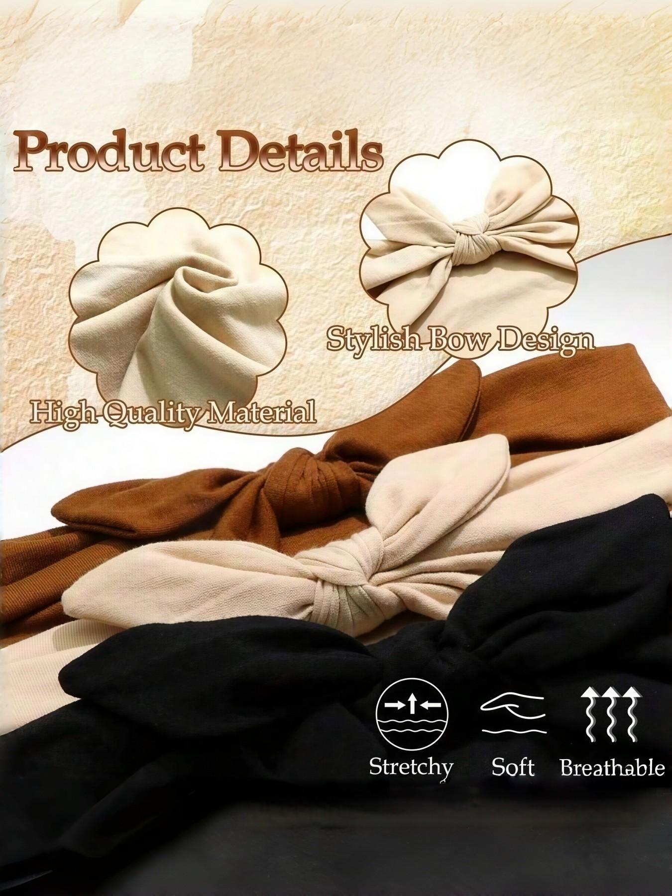 1/3pcs Women's Bow Bunny Ear Headbands, Boho Style Wide Headwraps, Super Wide Cute Rabbit Ear Knotted Headbands, Mother's Day Ladies Headpieces, Easter Bunny Ear Hair Accessories, Spring/Summer Hair Accessories, Summer Sweatband For Women, African Wid