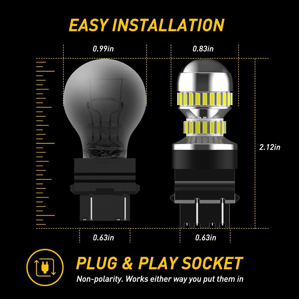 AUXITO 3157 LED Bulb White, Super Bright 3156 3056 3057 4157 3047 4057 3457 4114 LED Bulb for Backup Reverse Tail Brake DRL Signal Parking Lights, Pack of 2
