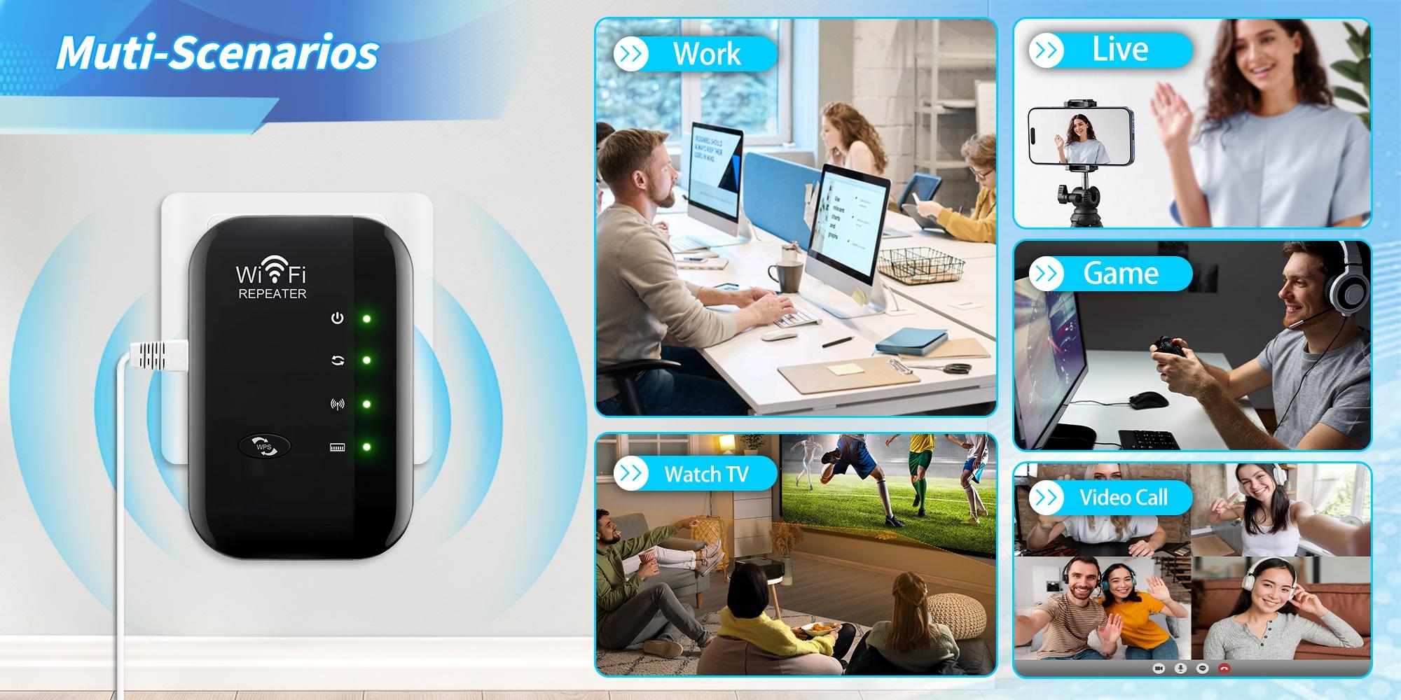 WiFi Repeater/extender, Wireless Repeater, Internet WiFi Booster and Signal Amplifier, 300mbps, 2.4GHz WiFi Band, Outdoor Long Range Signal Extension, Easy Connection
