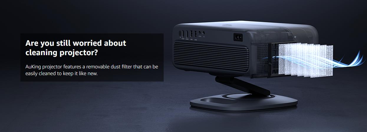 AuKing 800 ANSI Lumen Portable Projector 1080P 4K Support Netflix Certified Outdoor Movie Projector with Auto Focus Keystone 3D Dolby Audio WiFi 6 Bluetooth 5.0 50% Zoom HDMI USB-C