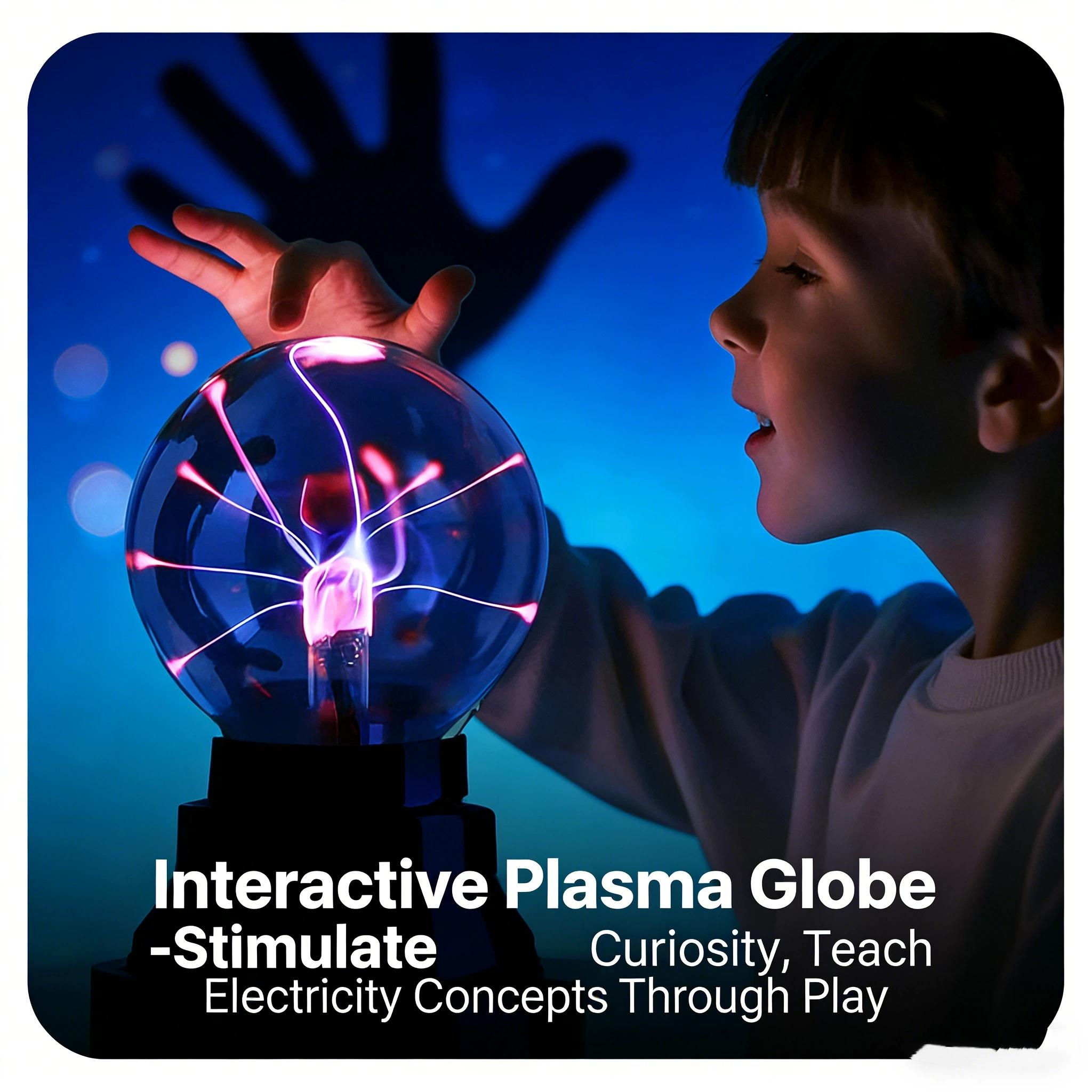 USB Magic Static Ion Ball Lamp, Touch Plasma Ball Night Light, Atmosphere Lighting, USB Powered, Ideal for Bedroom Living Room, Birthday Gift