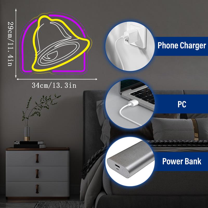 Taco Neon Signs for Wall Decor,Dimmable Bell Led Neon Light for Mexican Restaurant Decor,USB Powered for Kitchen Coffee Bar Coffee Shop Business Birthday Christmas Gifts(13.3 * 11.4in)