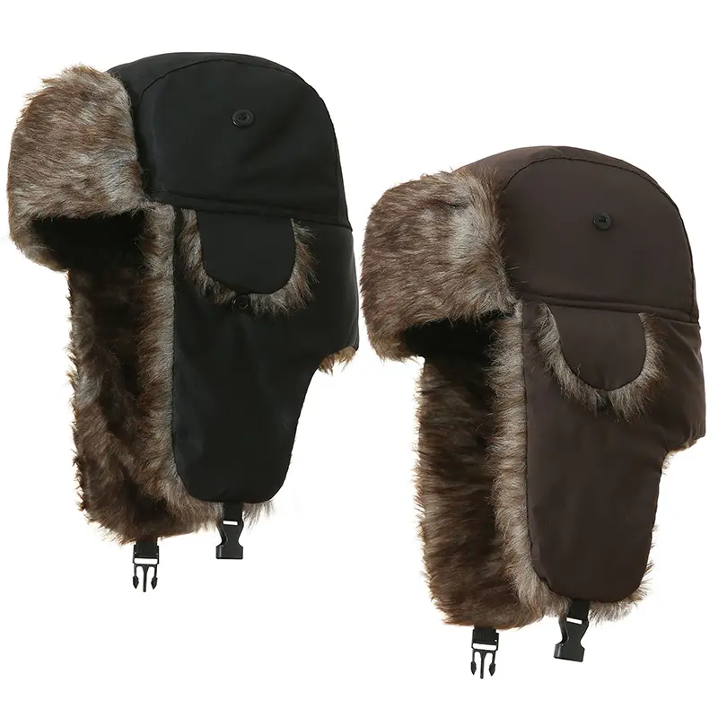 Winter Cold Weather Trapper Hat Warm Faux Fur Winter Hat with Ear Flaps Windproof Waterproof Snow Ski Hats for Men Women