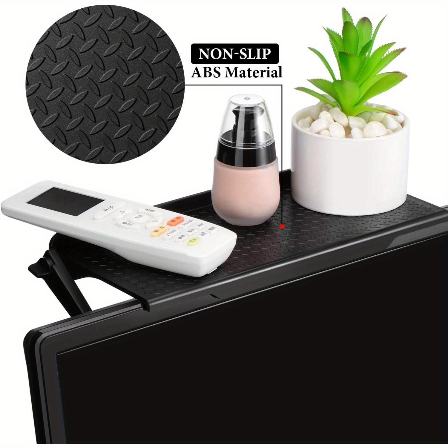 2 Pieces TV Top Shelf Adjustable Screen Shelf TV Monitor Top Bracket for Cellphone Stand, Media Boxes, Game Console, Router and Home(Black)