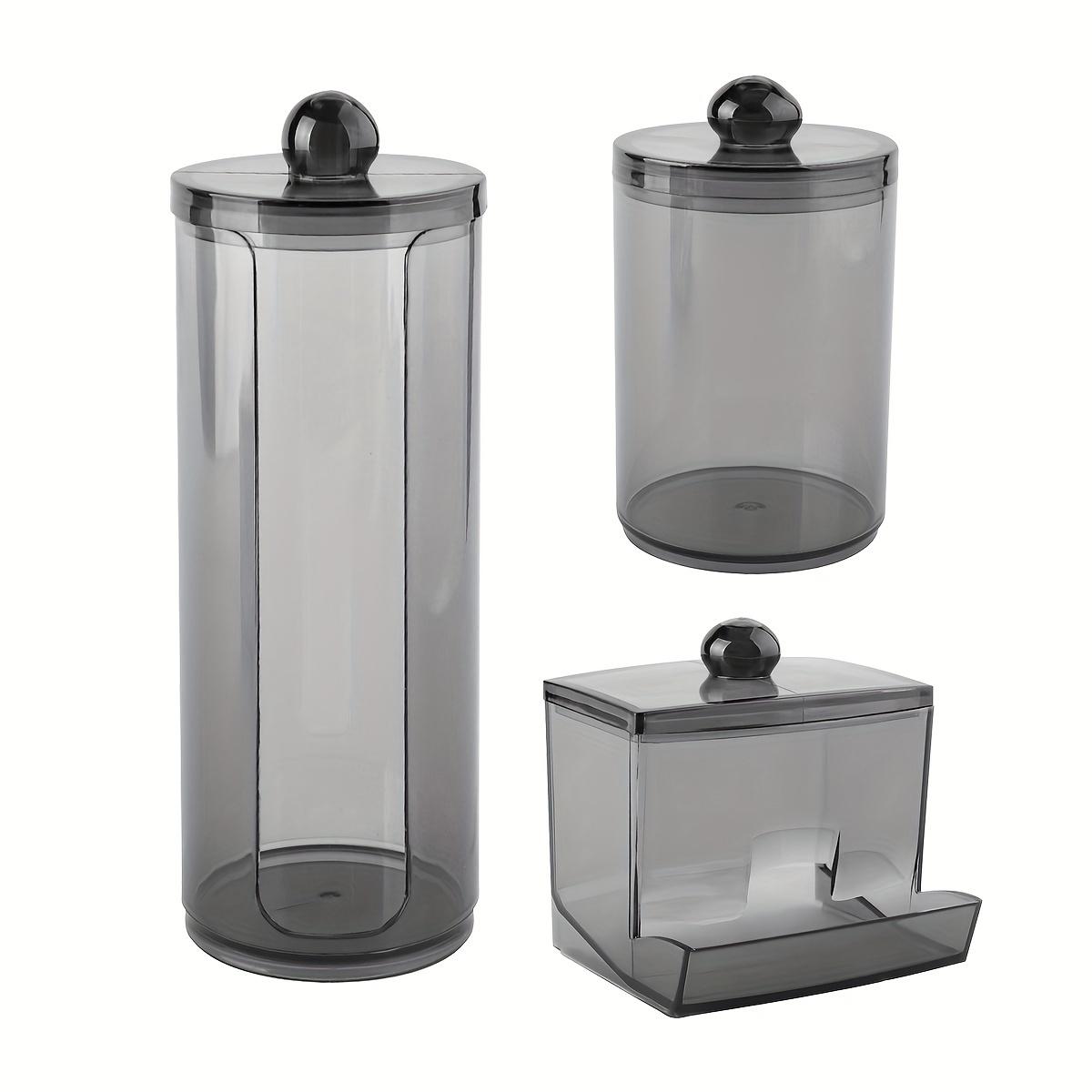 Clear Plastic Transparent Storage Box, 3 Counts/set Modern Simple Storage Jar Canister with Lid, Bathroom Accessories Set, Home Organizer for Cotton Swab, Ball, Pads, Floss, Bottles Containers