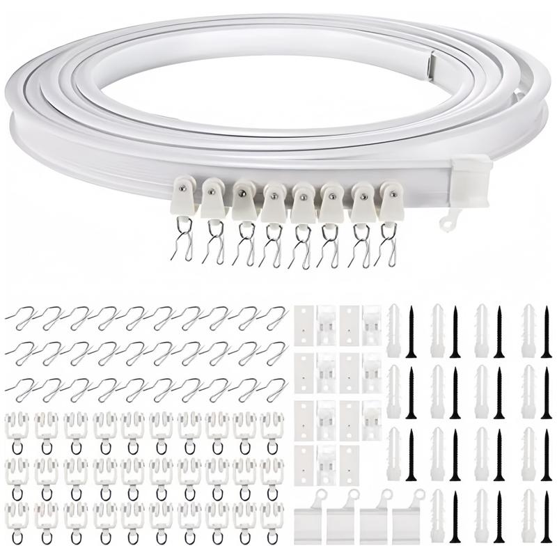 Flexible Curtain Track Kit, 5m Curtain Rail with Accessories, Adjustable Curtain Rods, Curtain Rod Bracket, Easy To Install Curtain Rail System for Home and Hospital Use