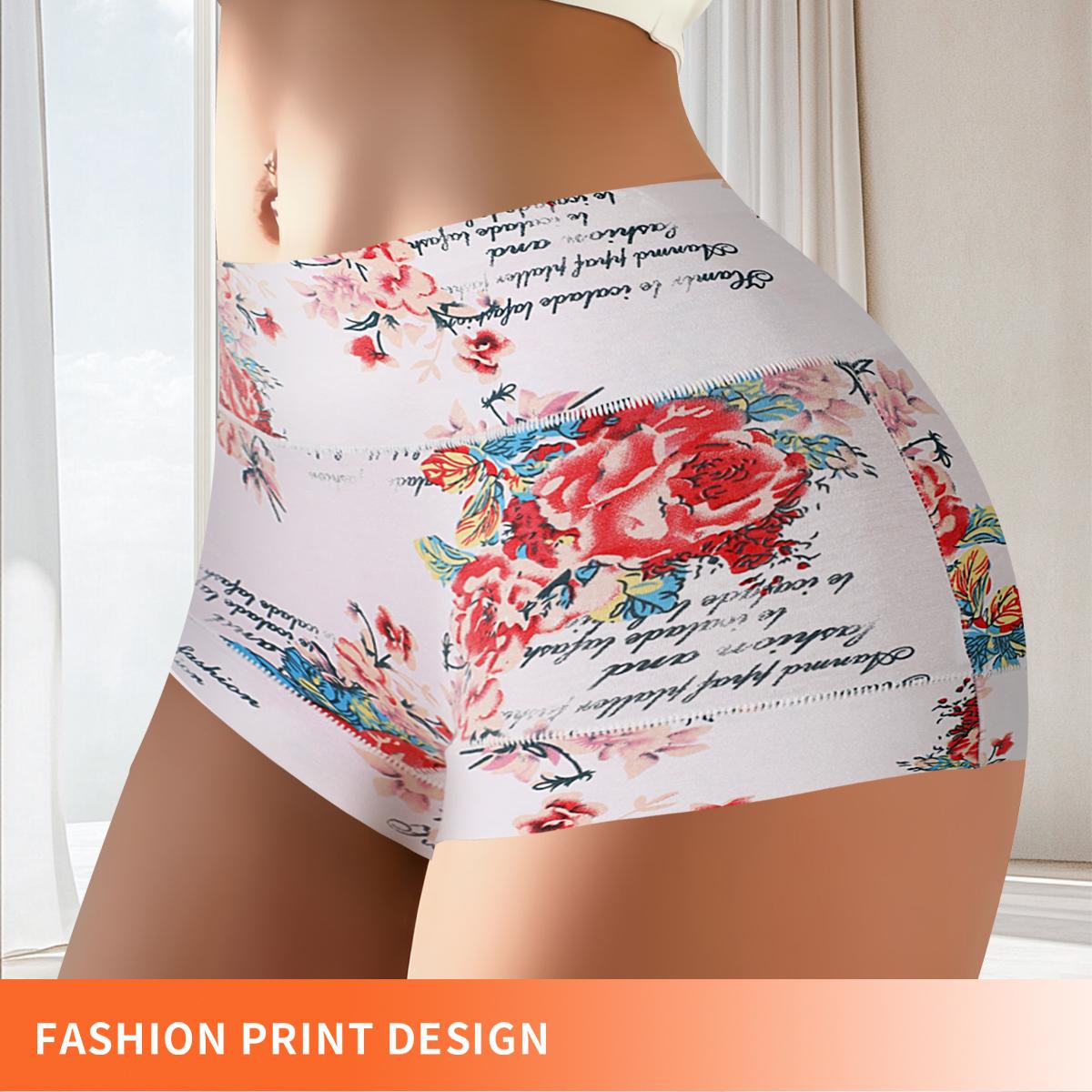 QUASTI Women's 4PCS High Waisted Cotton Pocket Boxer Shorts Panties, Smooth Comfortable Elegant Breathable Safety Shorts Briefs, Skin Friendly Full Coverage Stretch Seamless Lady Shorts for Daily Wear, S XXL