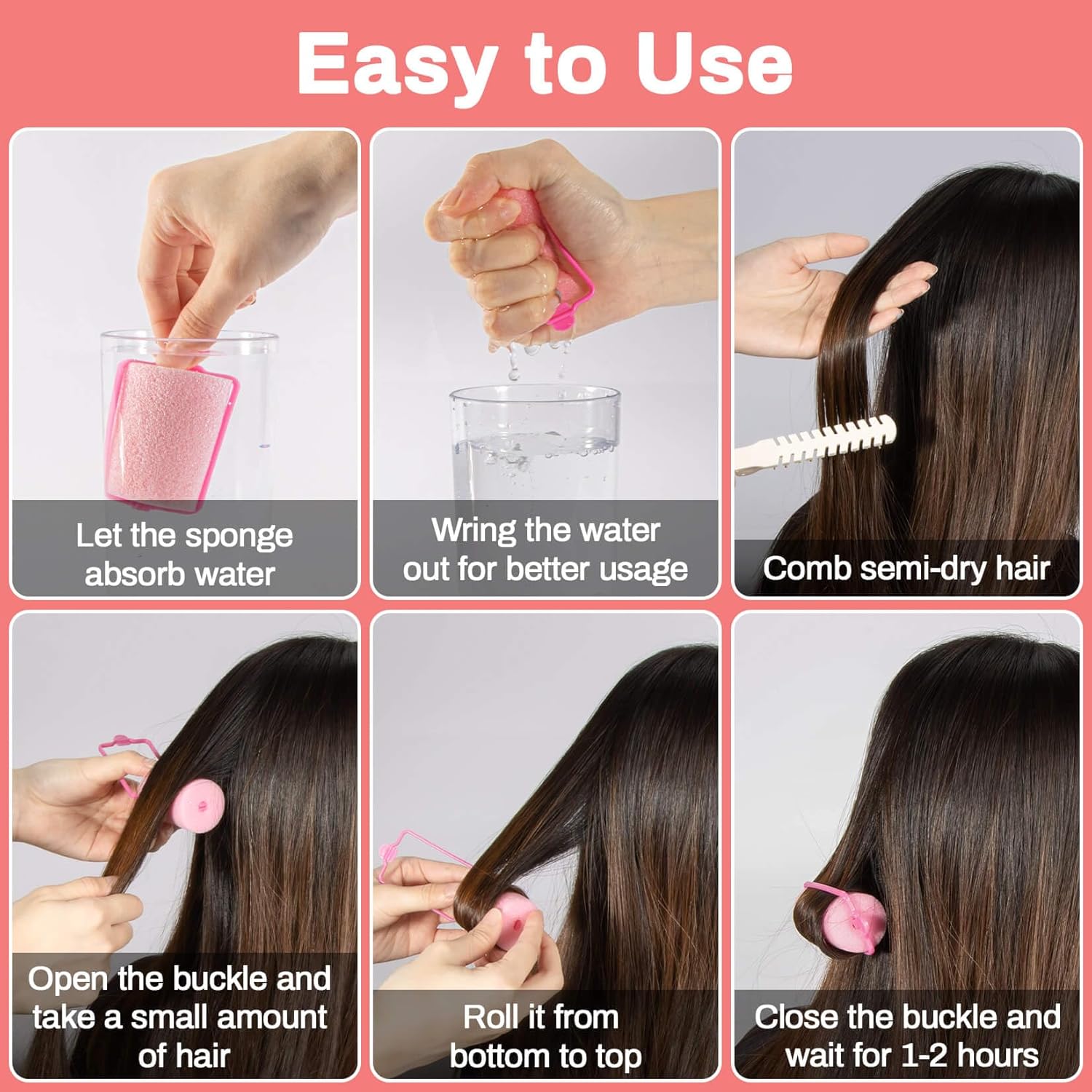 Soft Foam Hair Rollers Pack of 8, Easy Home Styling, No Heat Short & Long Hair Sleep Curlers, Small Sponge Curls, Overnight Use, All Hair Types