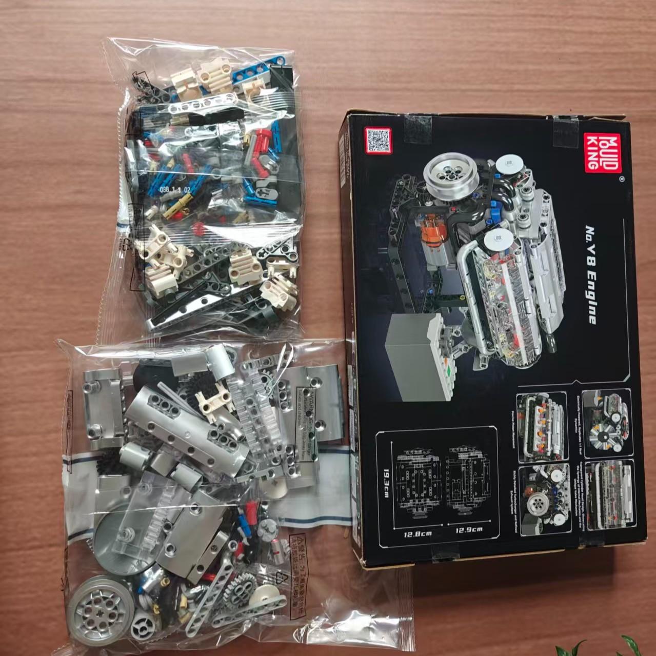 V8 Engine Building Blocks Electric Toy, Mechanical Kit Bricker Build Sets for Boys, Model Building Kits, Assembly Puzzle Gift, Requires 6 Aaa Batteries, Unisex Birthday Present, Building Block Model, Diy Assembly Kit