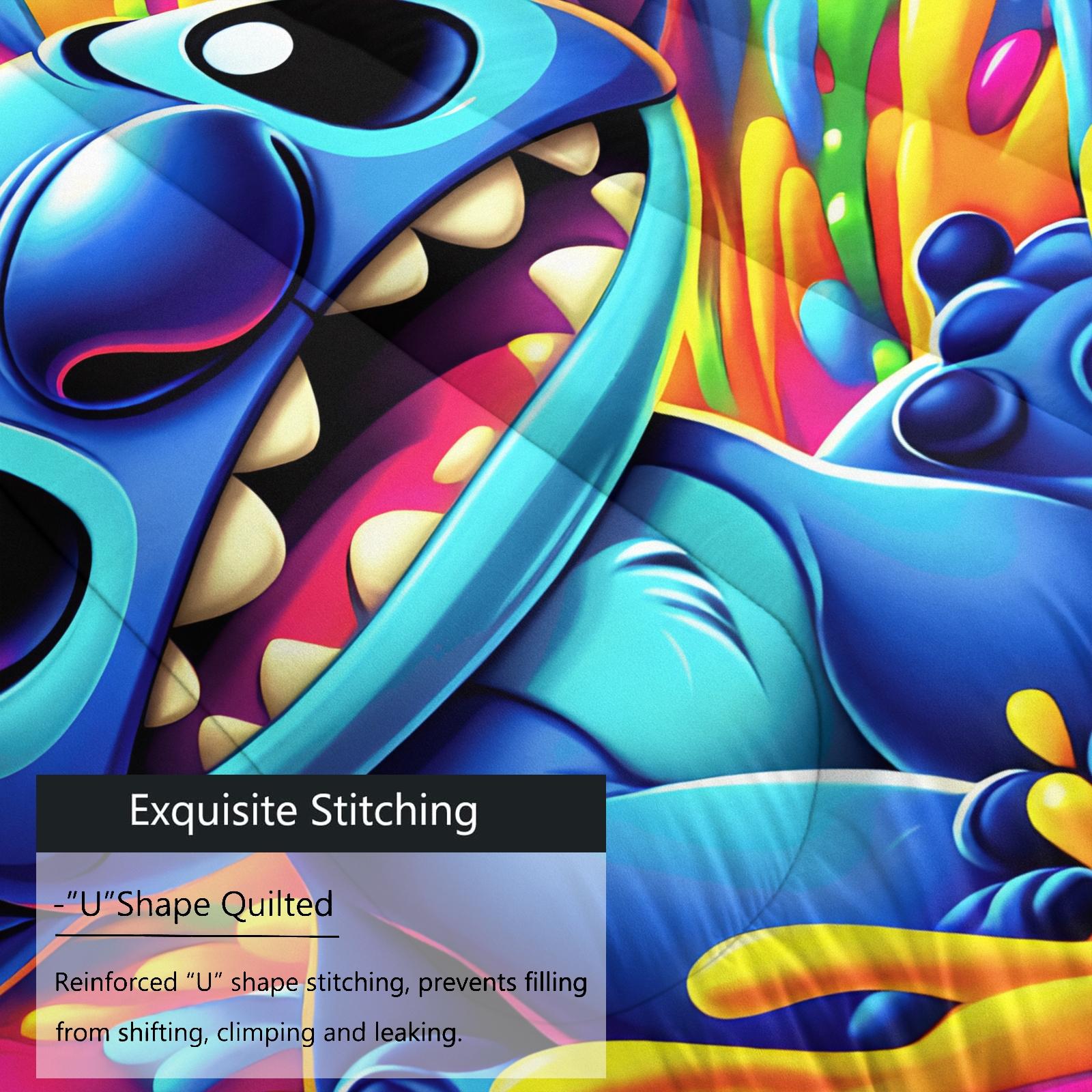 Stitch pattern, including 1 blanket and 1 or 2 pillowcases without pillowcases, suitable as daily holiday birthday gifts, soft children's and adult bedroom decorations