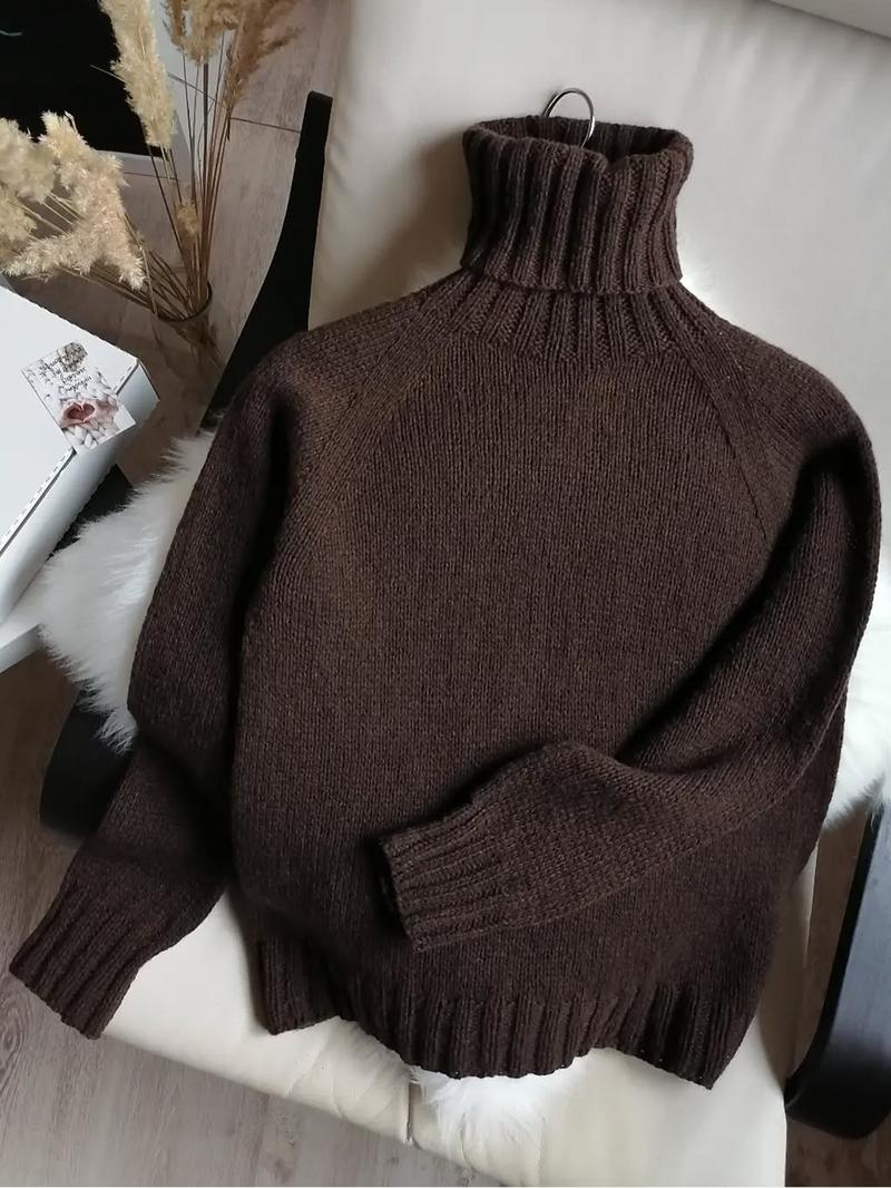 Women's Fitted Long Sleeve High Neck Sweater Knitwear, Casual Style Earth Tone Pullover, Perfect for Fall & Winter, Single Wear or Layering Women's Fitted Long Sleeve High Neck Sweater Knitwear, Casual Style Earth Tone Pullover, Perfect for Fall & Winter, Single Wear or Layering