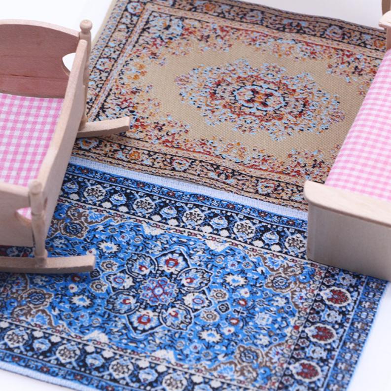 3Pcs Mini Dollhouse Carpet Set, Random Style & Color Raw Fabric Mini Rugs, Realistic Dollhouse Decorative Accessories