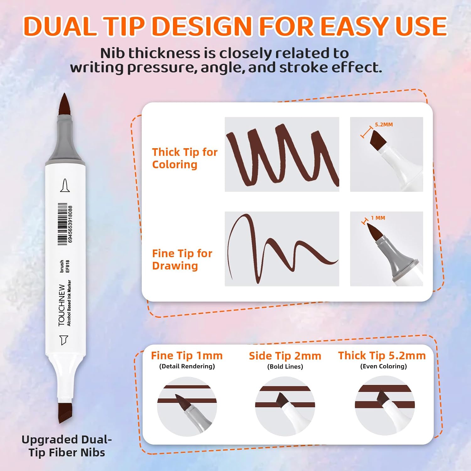 10-Count Pure Series Soft Tip Solid Ink Markers Set, Blue Art Markers for Adults Drawing and Sketching