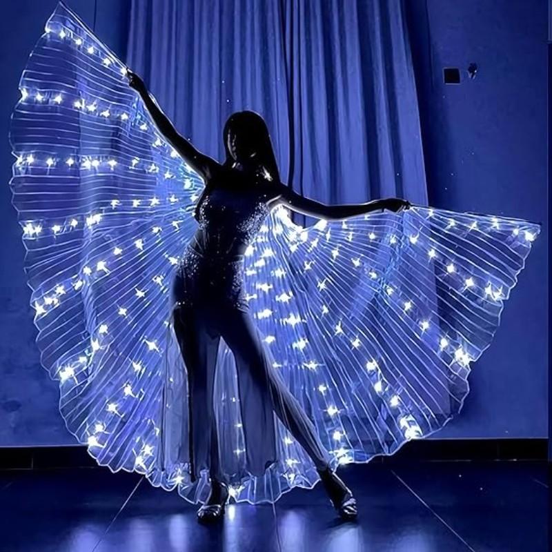 LED Glowing Butterfly Wings, 360° Stage Cape, Flashing Mode, Battery Powered, Perfect for Belly Dance, Carnival, Party Performances, Weddings, Night Shows