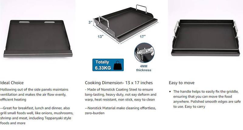 Elf Grill 25"x16" Nonstick Flat Top Griddle Universal for Gas Stove Grills Outdoorfun Compatible with Stainless Steel Utensils Prevent Sticking