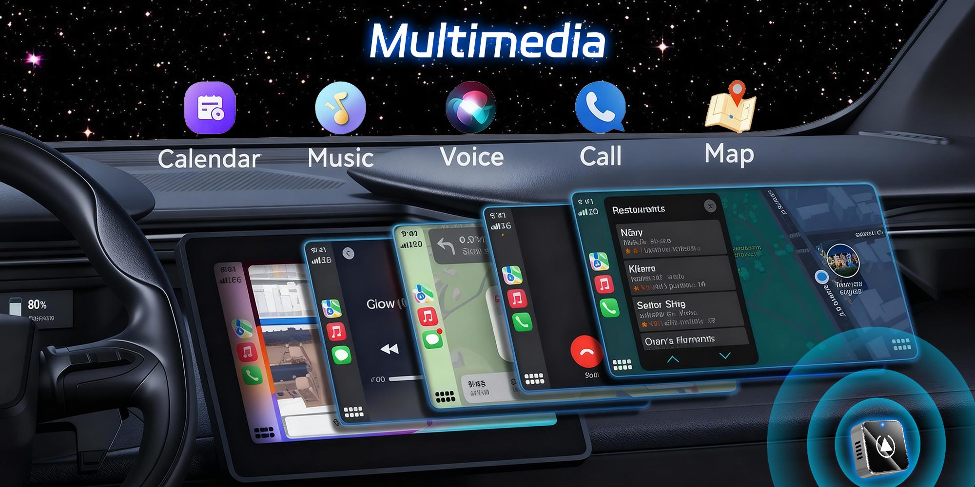 2 in 1 Wireless CarPlay Adapter for Android Wired CarPlay to Wireless Mini Cube Design for Cars Plug and Play Easy Use Fast Stable Connection Car Play for iPhone Essential Smart Driving Accessory Car Video Players