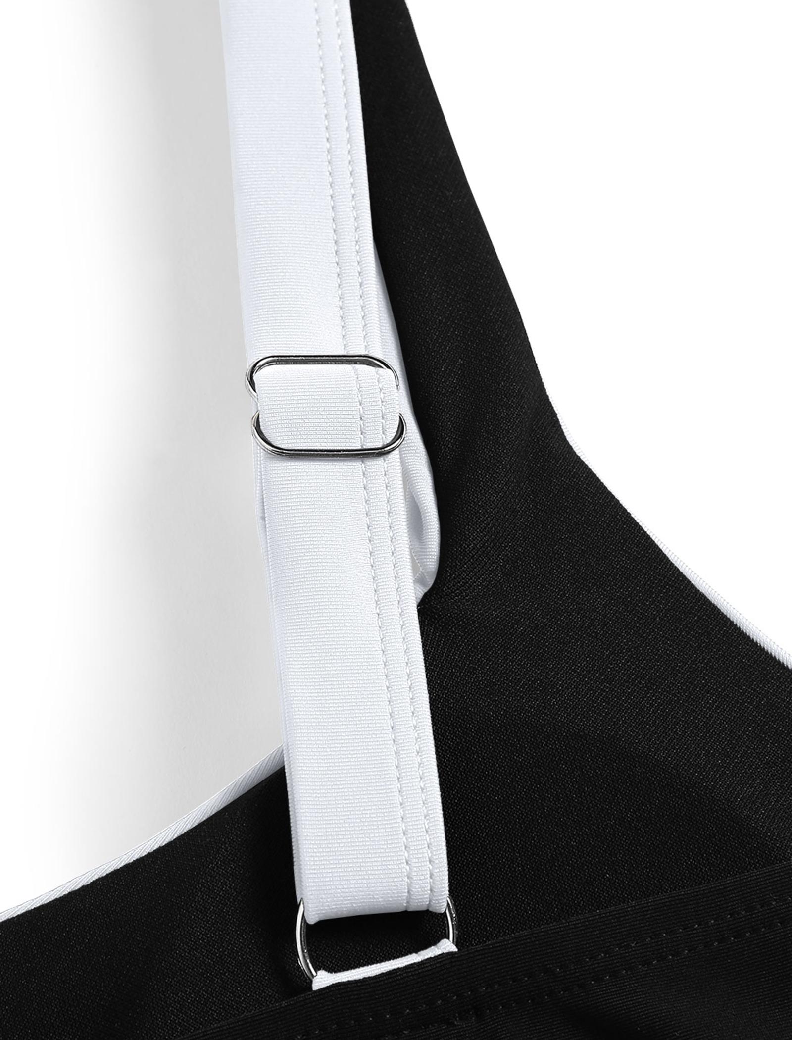 Women Summer Beach Fashion Color Block Swimsuit High Waisted Set Two Piece Bathing Suits