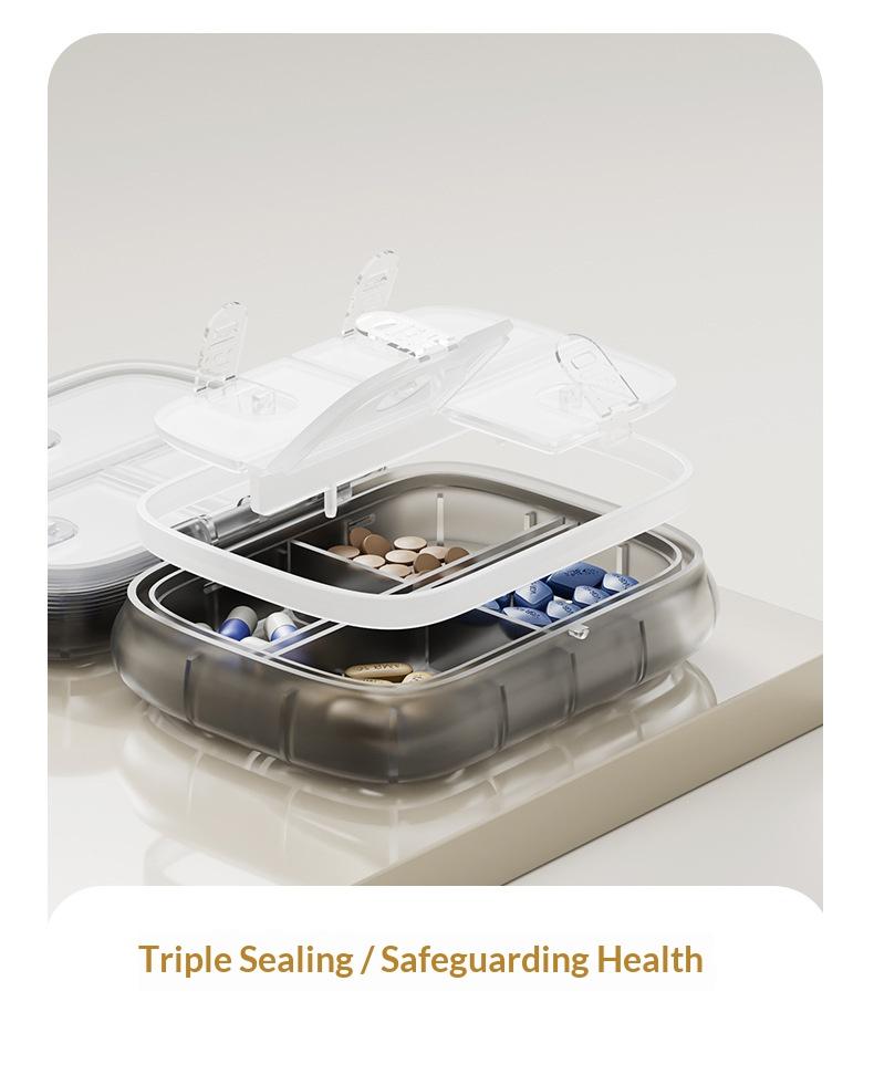 Portable small pill box for daily medication, sealed and moisture-proof, suitable for carrying with you, transparent pill box for use seven days a week