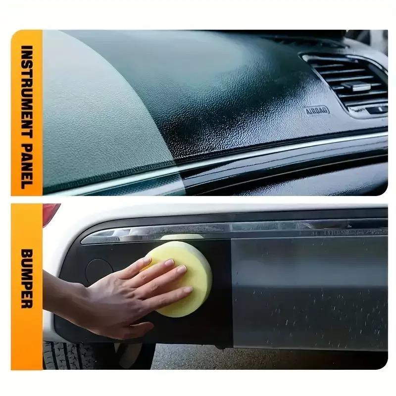 2 PCS Multifunctional Car Repair Wax - Scratch Repair, Plastic Refinishing, Gloss Treatment, Anti-Yellowing Protective Coating - Sponge Brush Included - For Car Interior Dashboard, Bodywork, Revitalizing Protective Coating