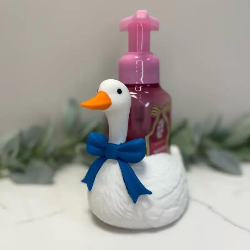 Goose with Bow Soap Holder for Bath and Body Works Foaming Hand Soap, 3D Printed Design, Unique Bathroom Accessory, Durable Material