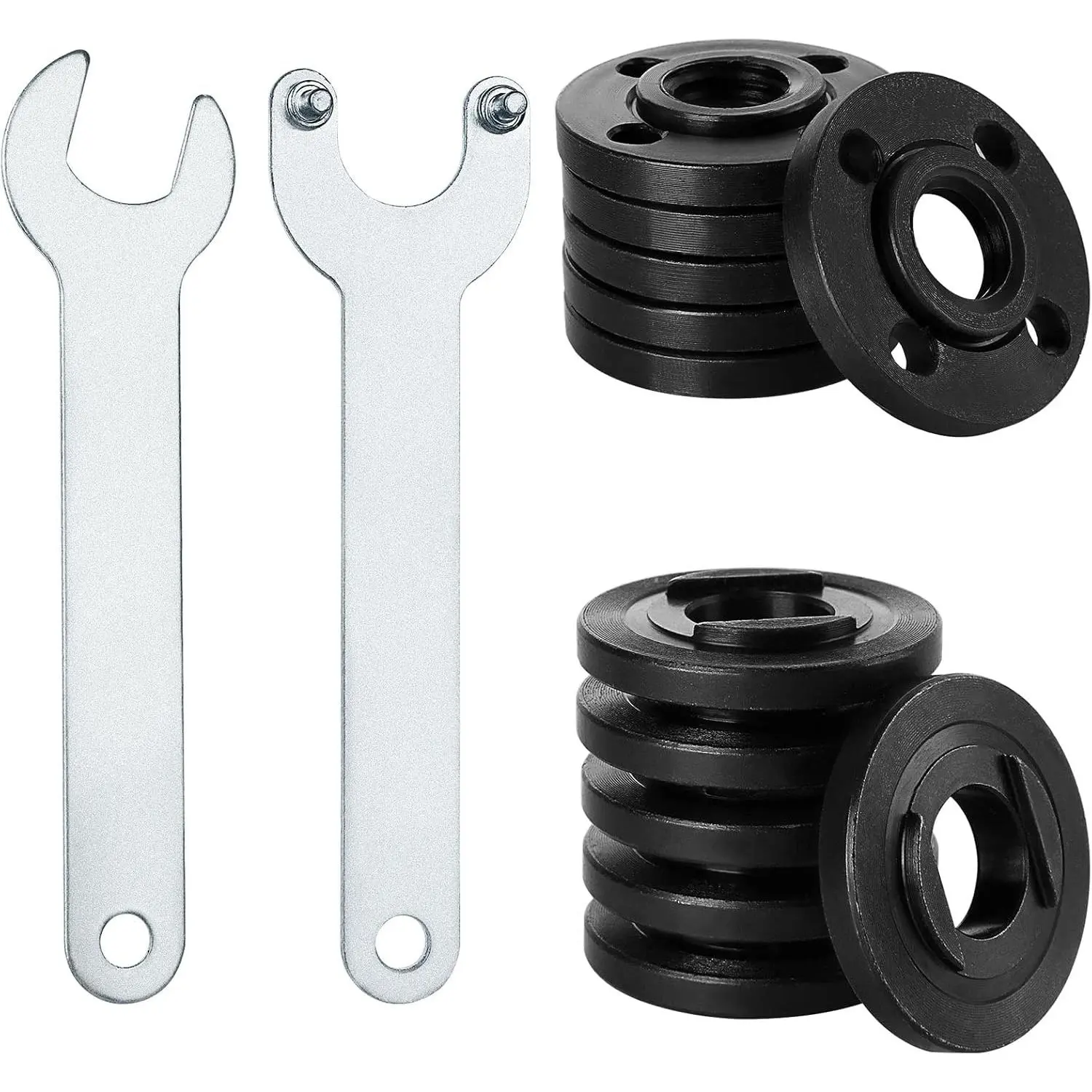 12 Pcs 5/8"-11 Thread Metal Angle Grinder Flange Nuts Replacement Set with 2 Pcs Spanner, Compatible with 4-1/2" Angle Grinders, Makita, Ryobi, Dewalt, Milwaukee, Craftsman, 5/8" Thread