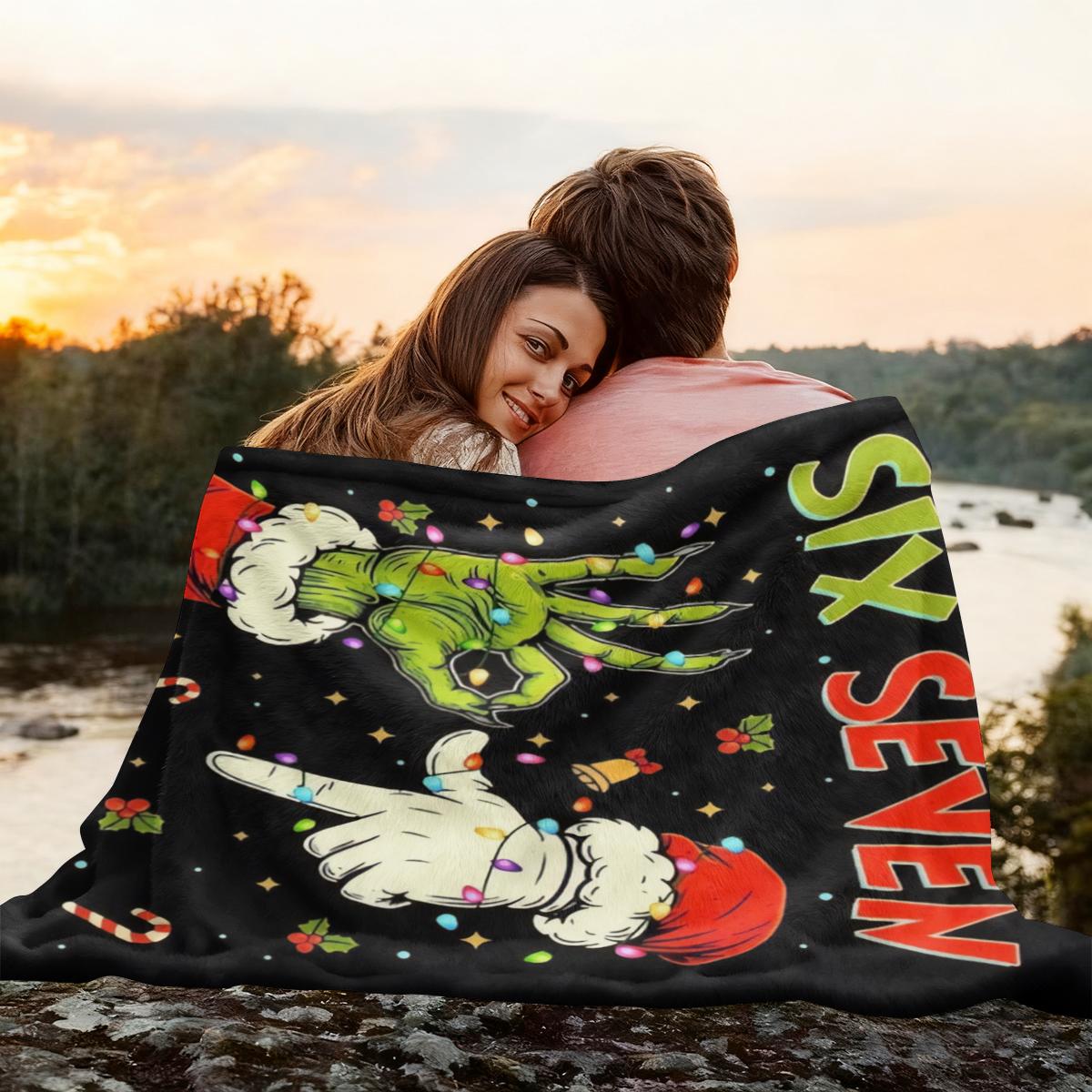 Comfortable Anime Grinch Christmas Flannel Blanket, All-Season Comfort, Perfect Gift for Bed, Sofa, Travel, Camping