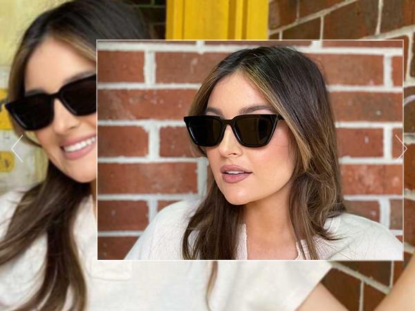 SOJOS Polarized Narrow Square Cateye Sunglasses for Women Retro Trendy Driving Glasses