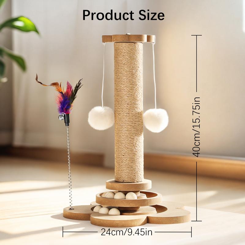 Pawaboo 9.45'' Cat Scratching Post, Cat Scratcher Tree Tower Scratching Posts for Indoor Cats, Sisal Kitten Scratch Posts Trees with Hanging Fluffy Balls and Track Balls, Furniture Protector Cat Toys Wood Pawaboo 9.45'' Cat Scratching Post, Cat Scratcher Tree Tower Scratching Posts for Indoor Cats, Sisal Kitten Scratch Posts Trees with Hanging Fluffy Balls and Track Balls, Furniture Protector Cat Toys Wood