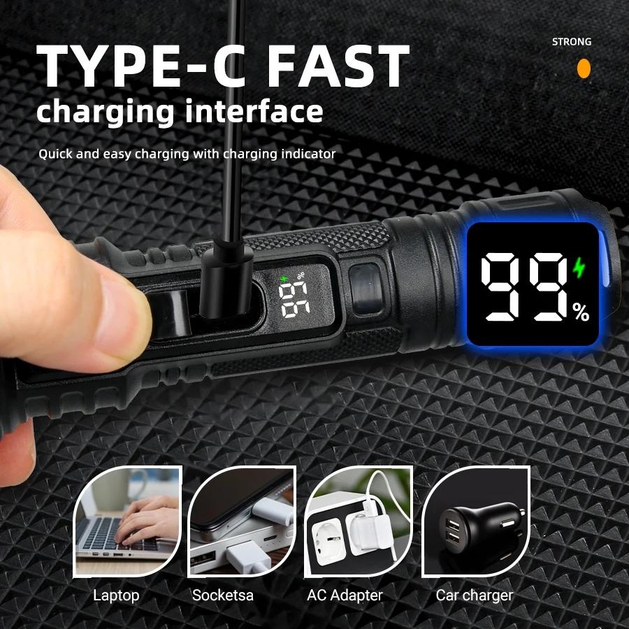 1PC Rechargeable Flashlights High Lumens, Super Bright LED Tactical Flashlight with 6 Modes, Waterproof Zoomable Flash Light for Outdoor,Emergency, Gifts for Men,  Hunting Camping Essentials Gear