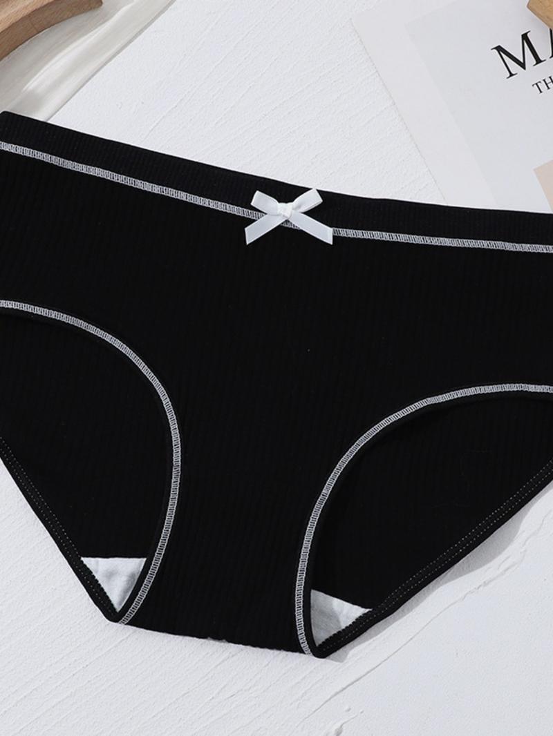 9-16Y,Girl's Simple Soft Comfortable Breathable Panties, With Cute Bow Design,Elastic Waistband, Student Underwear,Girl's Daily Briefs for All Seasons