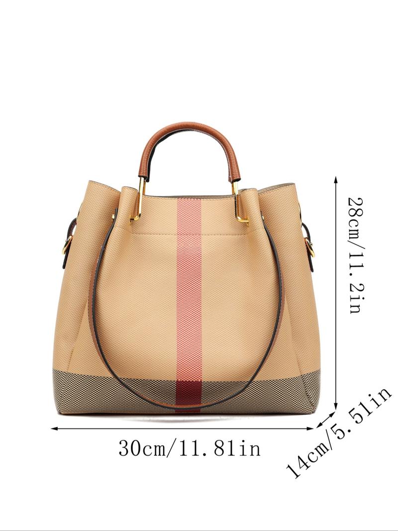 Elegant Zippered Handbag for Women, Fashionable Crossbody Bag, Casual Plaid Work Backpack, Stylish Daily Use Accessory