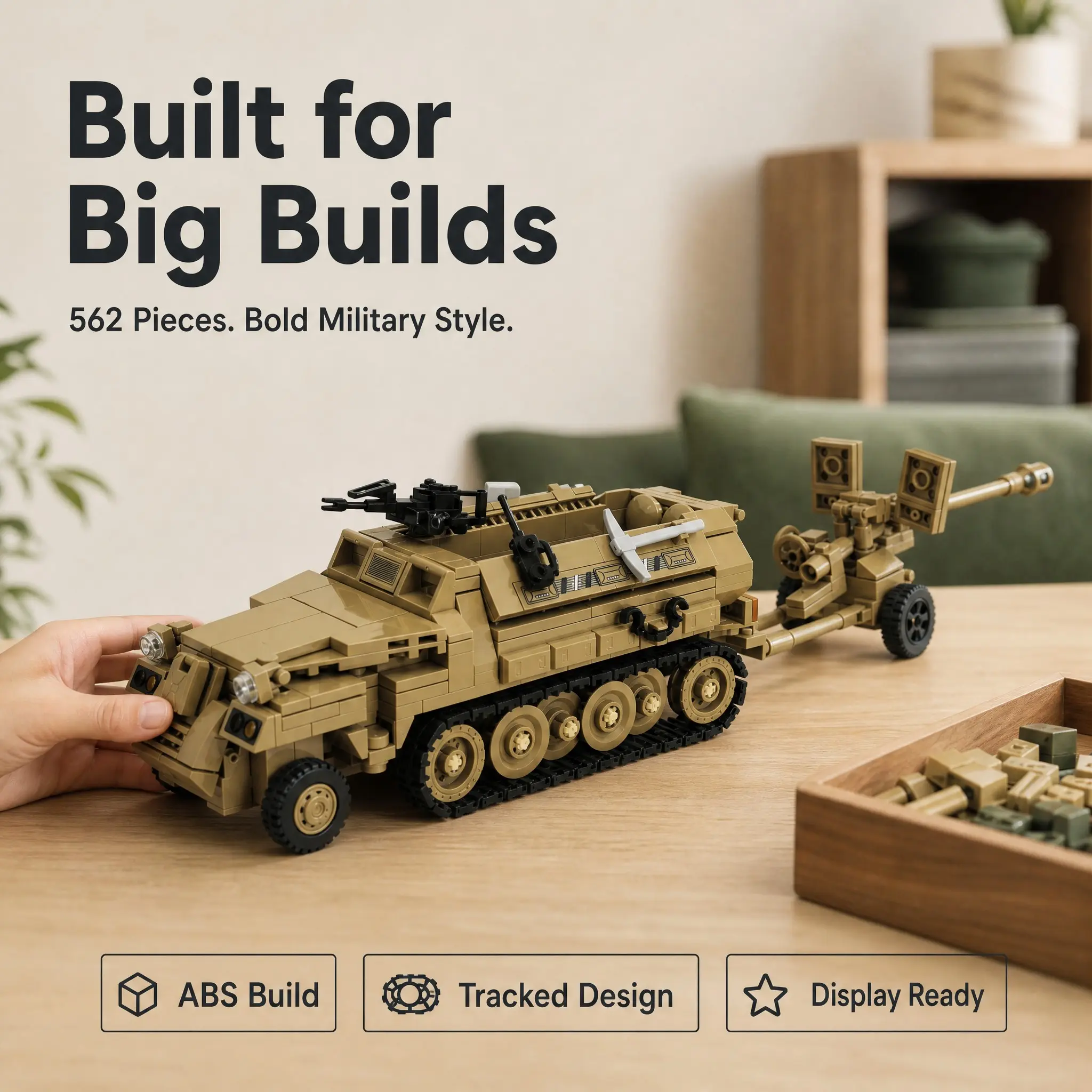 562pcs Armored Vehicle Abs Building Set, Military Series Tank Model, Toy, Classroom Prize, Christmas Halloween Gift, Block Set, Vehicle Building Blocks