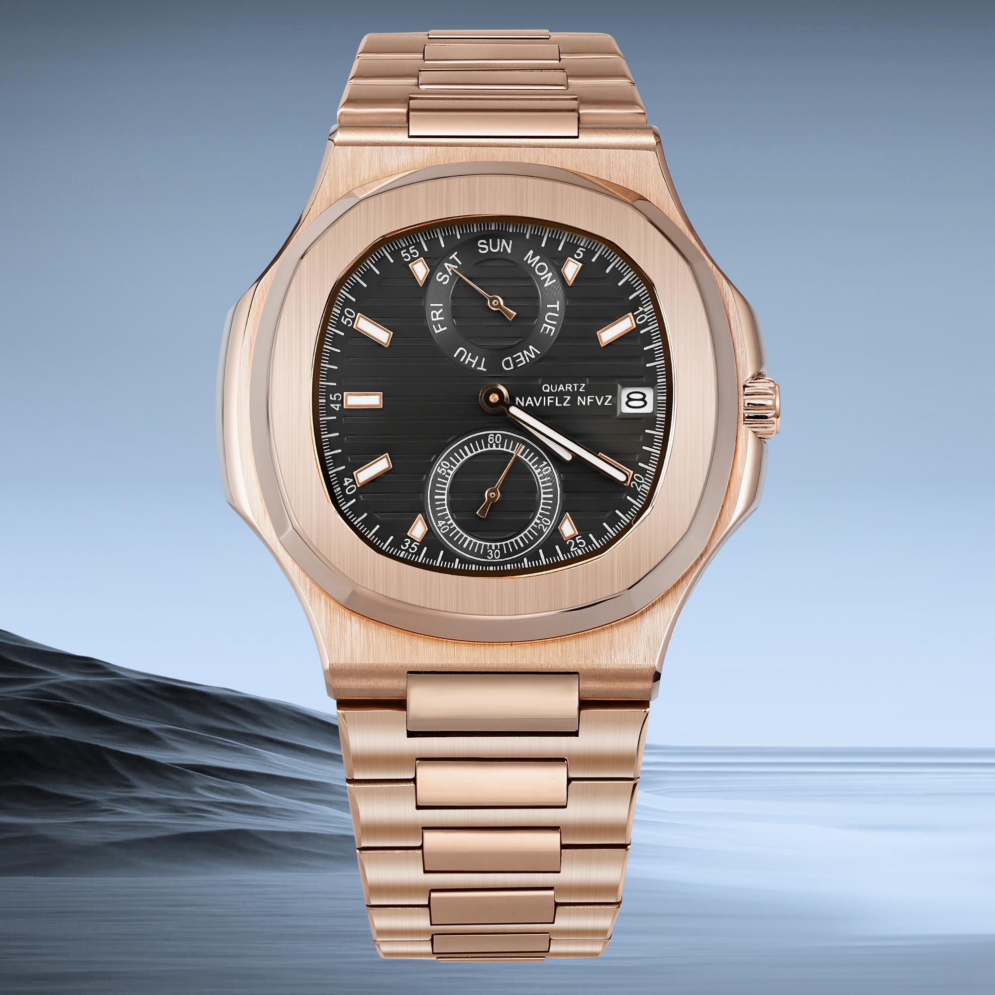 NAVIFLZ NFVZ  Luxury Men Wristwatch Business Waterproof Luminous Date Man Watch Stainless Steel Men's Quartz Watches Relogio Masculino