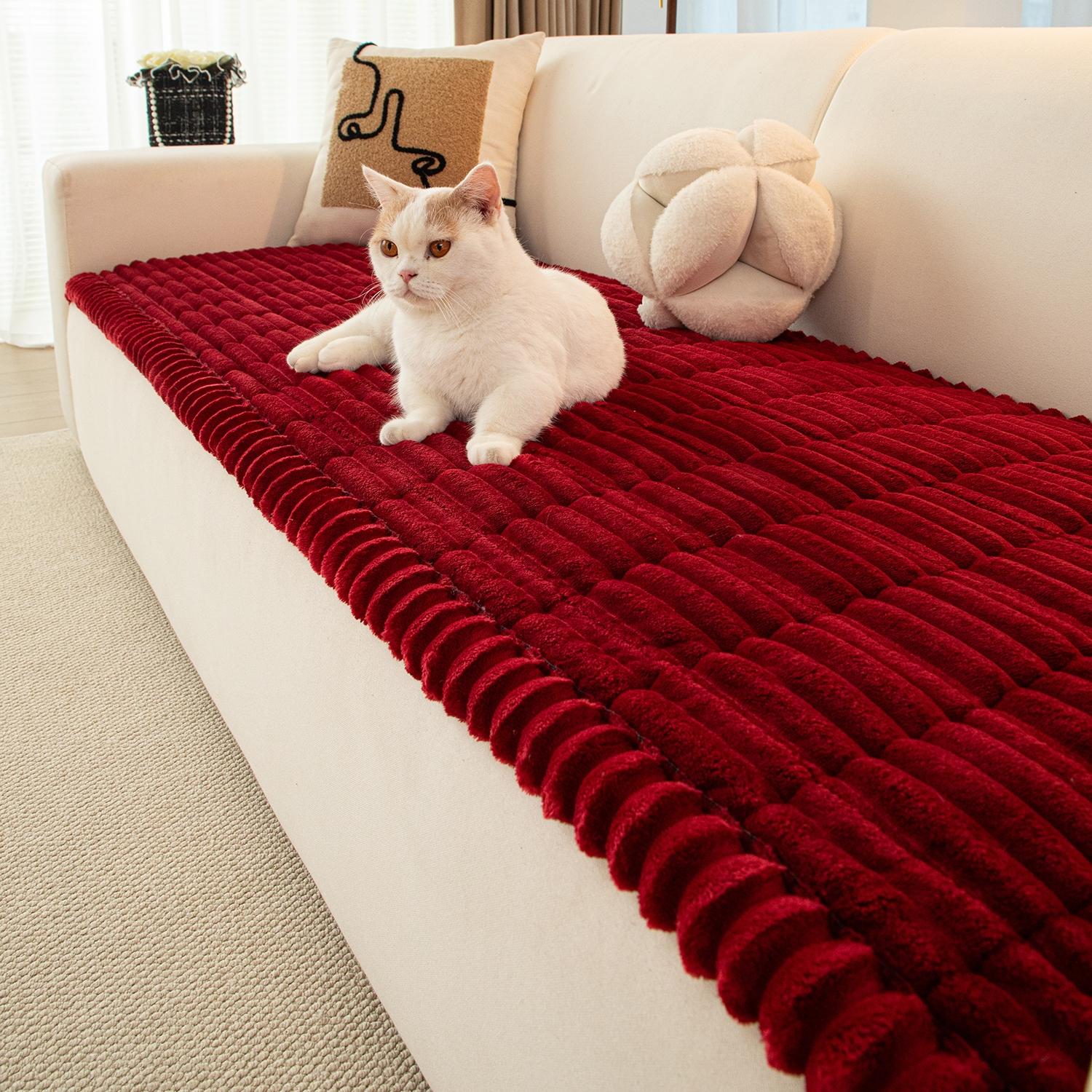 1pc Flannel Sofa Cushion, Soft Skin-Friendly Fabric, Wave Edge Design, Pet-Friendly Non-Slip, Machine & Hand Washable, Fits Single to Five-Seater Sofas