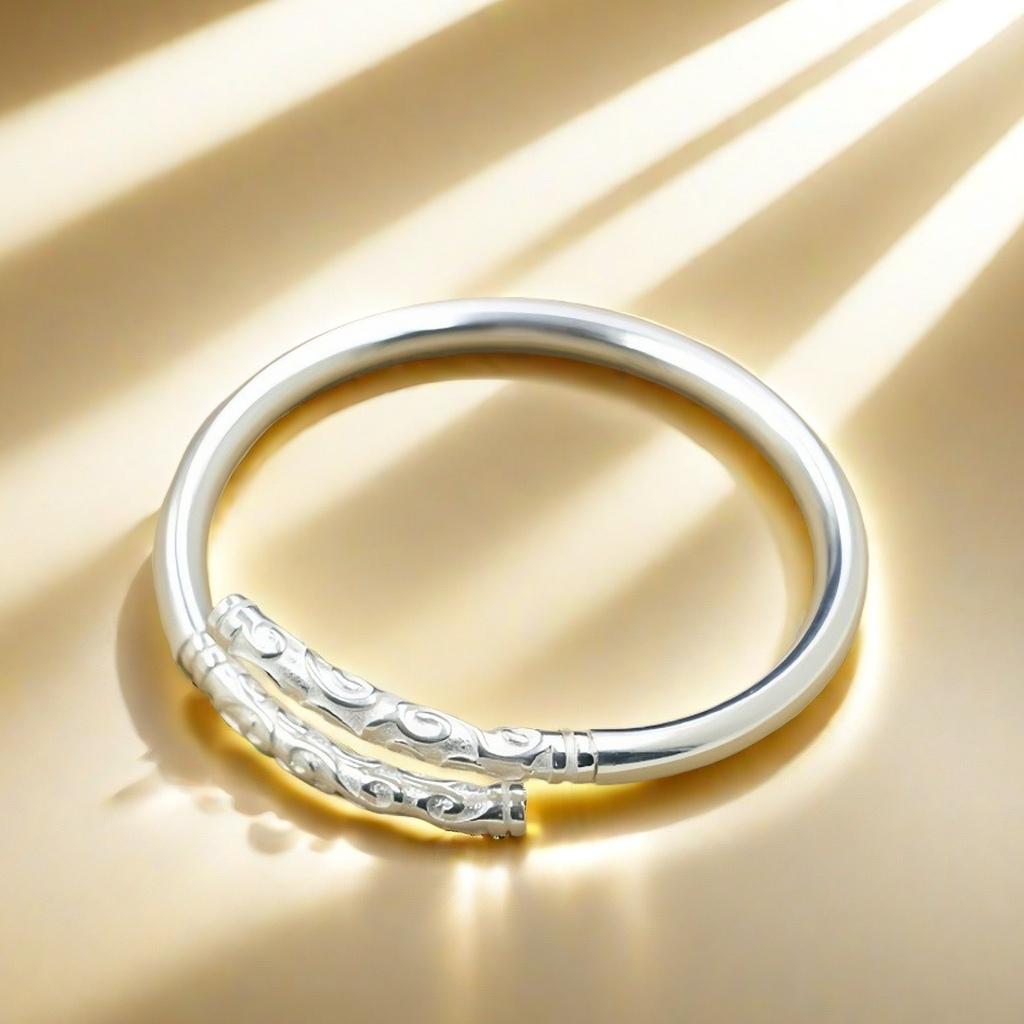 Full Silver s999 bracelet Sterling Silver bracelet Men's open bracelet can be freely adjusted size send boyfriend send dad birthday holiday gift Silver weight 25g /0.88 oz