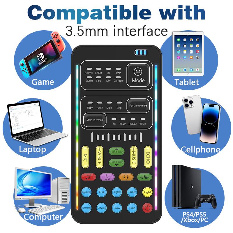i9 Sound Card Live Streaming Kit Portable Handheld Microphone
