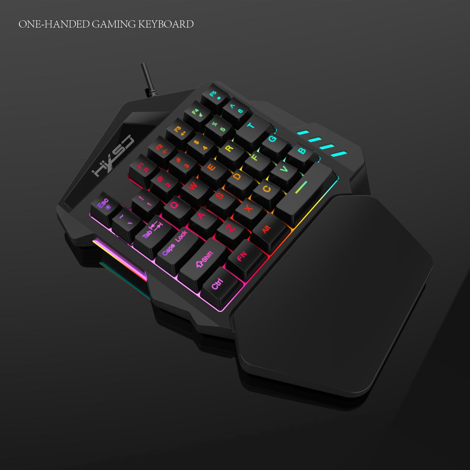 One Handed Gaming Keyboard RGB Backlit 35 Keys Portable Mini Gaming Keypad Ergonomic Game Controller for PC Gamer