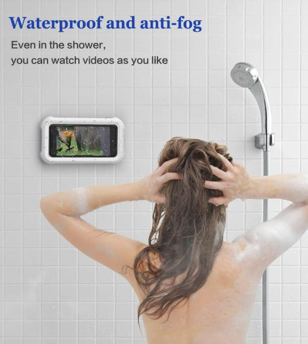 Waterproof Phone Holder for Shower & Bathroom - Upgraded 360° Smooth Rotating, Anti-Fog Protective Case, Full HD Sensitive Touchscreen, Strong Adhesive Tool-Free Wall Mount, Fits''4-7'' iPhones/Samsueng Adjustable Smartphon Waterproof Phone Holder for Shower & Bathroom - Upgraded 360° Smooth Rotating, Anti-Fog Protective Case, Full HD Sensitive Touchscreen, Strong Adhesive Tool-Free Wall Mount, Fits''4-7'' iPhones/Samsueng Adjustable Smartphon