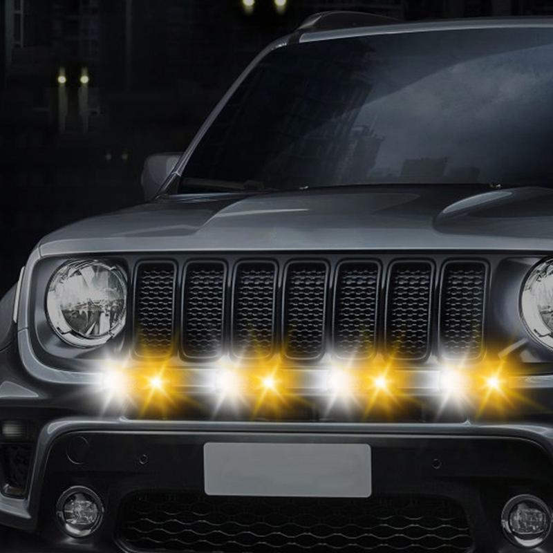 4pcs 4LED Car Amber/White Emergency Beacon Warning Flash Strobe Light Indicator