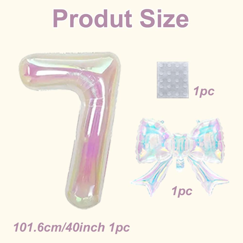 2pcs Large 40 Inch Transparent Rainbow Number Balloons, Party Decor for Graduation, Wedding, Baby Shower, Anniversary, Birthday