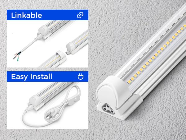 Barrina 5000K 1.5FT LED Shop Light, 3450LM, 25W, T8 Under Cabinet Lighting, Workbench, Workshop, Room, Kitchen, Tube Light, Linkable Ceiling Lights Fixture with Built-in ON/Off Switch, ETL, 2 Packs
