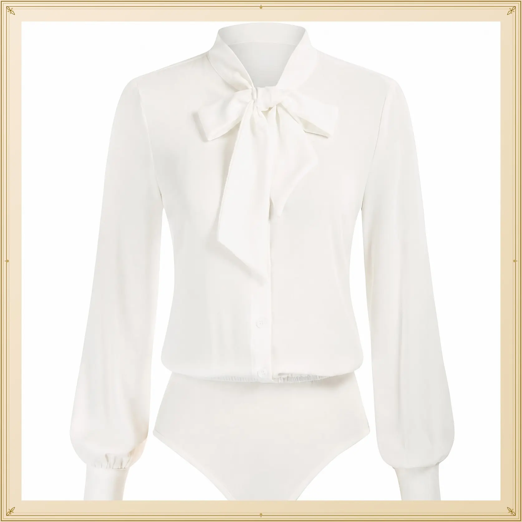 Women Bow Tie Neck Button Down Long Sleeve Bodysuit Top, Business Casual Dressy Fall Professional Work Office Interview Attire, Collared ShirtGift